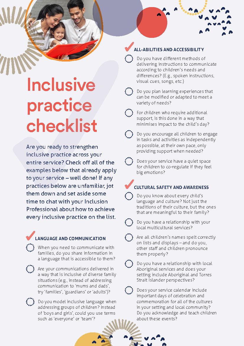 Inclusive Practice Checklist VIA Embrace Magazine Excerpt Edition 13
