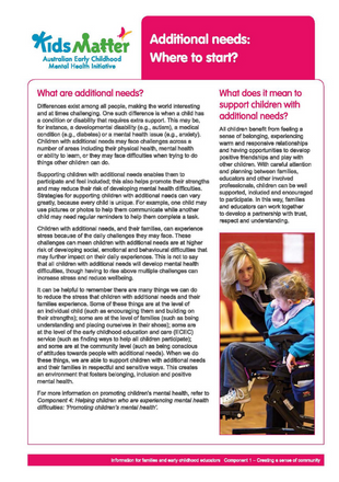 KidsMatter Additional needs where to start - fact sheet